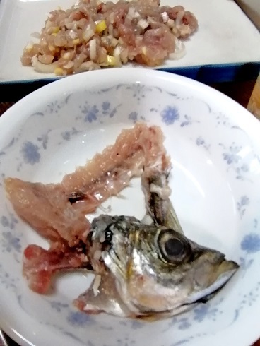 一尾 120円の鯵のたたき 一尾 120円の鯵のたたき