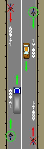 車道の場合 歩道の右側と右側の歩道。