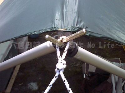 角度が付いて見づらいけど、ハトメ穴もありますよ