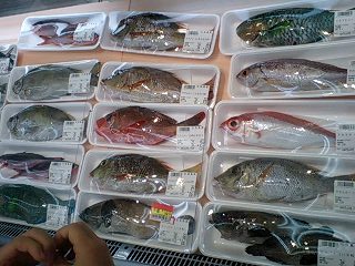 石垣島スーパーの魚コーナー