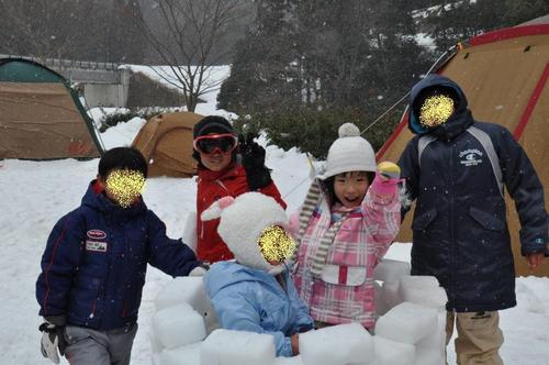 初雪中キャンプ 大見いこいの広場