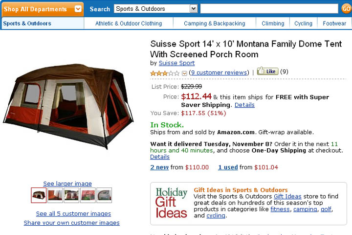 Suisse Sport 14' x 10' Montana Family Dome Tent With Screened Porch Room