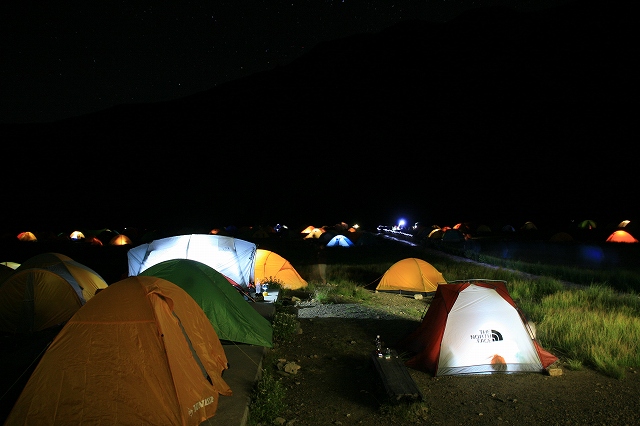 * 夜のテン場 * 雷鳥沢キャンプ場編