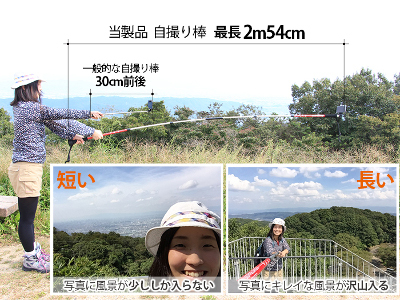 びよ~んと伸びるトレッキングポールで自撮りができますぞ!! びよ~んと伸びるトレッキングポールで自撮りができますぞ!!