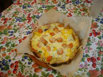 DO失敗編　夏野菜と卵のパイピザ