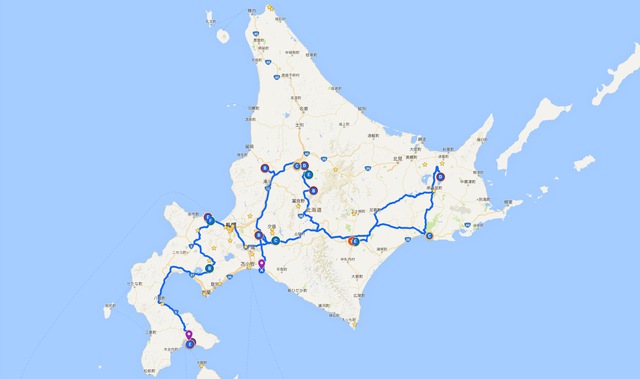 初めての北海道ツアー 行程作ってみました。