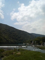 京都嵐山保津川で鮎釣り