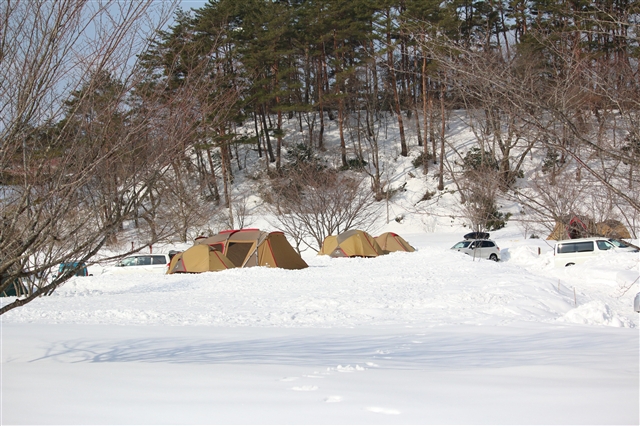 中蒜で雪中