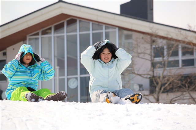 中蒜で雪中