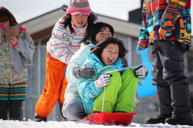 中蒜で雪中