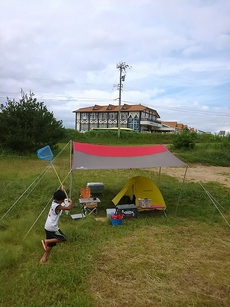 千里浜なぎさモビレージキャンプ場にて海キャンプ