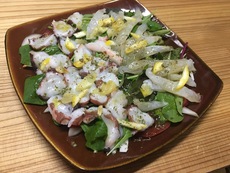 釣ったメバルと貰ったマダコのハーフ＆ハーフな俺たち…ちゃう…カルパッチョなのだ