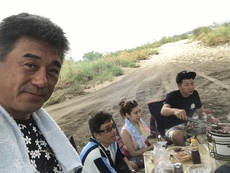 神通川で宴会してから鮎釣り^ ^