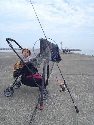 ベビーカーと釣り