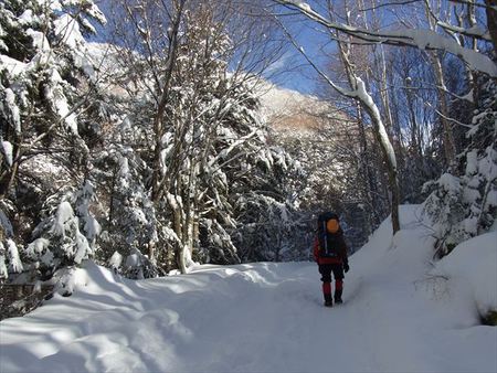 赤岳鉱泉で雪山テント