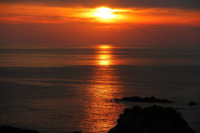 夕日～叶崎海岸から