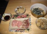 アサリとタケノコの炊き込みご飯(とキンメ、ワラサのお造り) 2011/05/20 18:18:16
