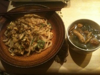 すき焼きうどん(+なめこ汁) 2011/03/07 22:58:51