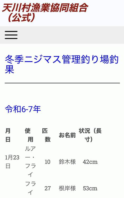 奈良県 天川ニジマス冬季釣り場 再び