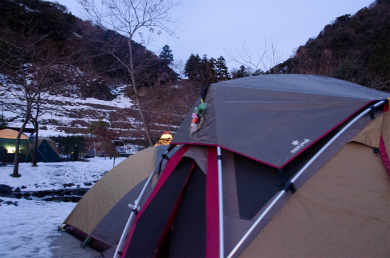 雪上で迎えた初日の出 【青川峡CP】