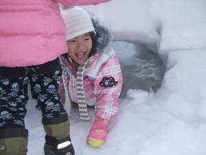 初雪中キャンプ　　大見いこいの広場