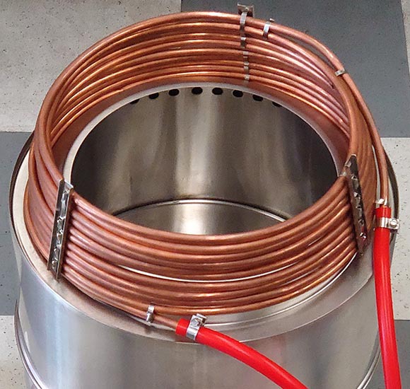 熱交換器 #10-7 銅製熱交換 湯沸かし 銅パイプ 自作廃油ストーブなどに 03/10/16 - 冷暖房、空調
