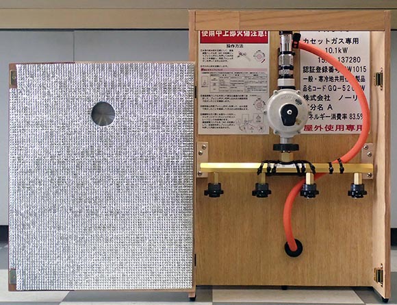 瞬間湯沸かし器ケースの裏側にドア