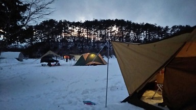 今年最初のキャンプは雪中で！（１日目）
