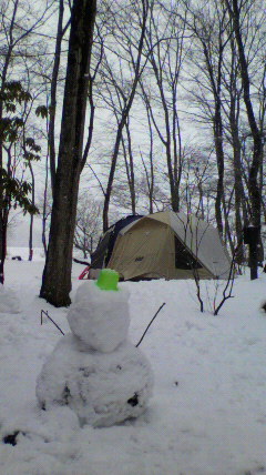 うーん。　雪の上だなぁ。