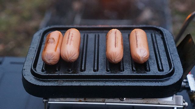 四角っかーで串カツソロキャンプ