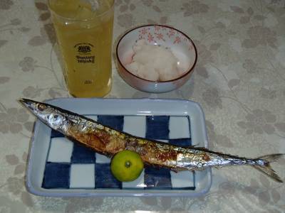 初物、サンマの塩焼き：秋の味覚＠新潟