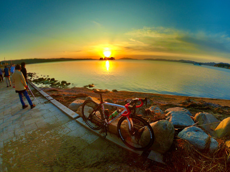 サイクリングの最後に 宍道湖の夕日を鑑賞する の巻