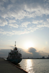 埠頭の夕景