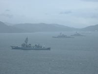 佐世保湾　台風接近中