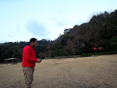 鴨池公園の真っ赤な夕暮れ