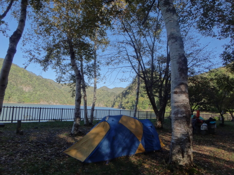 台風一過、ダム湖のほとりで無料キャンプ＆カヌー