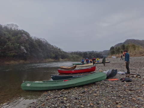 新幕の試し張りに那珂川の河原でキャンプ＆ダウンリバー