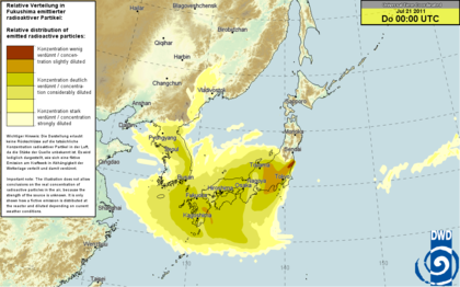 台風６号による福島原発からの放射能拡散予測