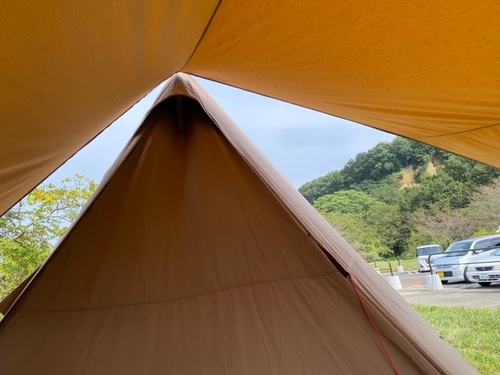 tent-Mark 焚火タープTCコネクトヘキサの試張りと、サーカスTCとの連結！(^^♪