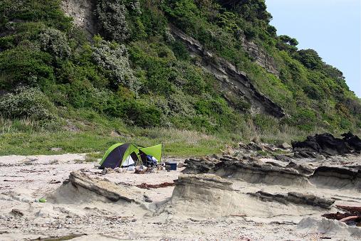 貝殻の浜　キャンプ　　朝
