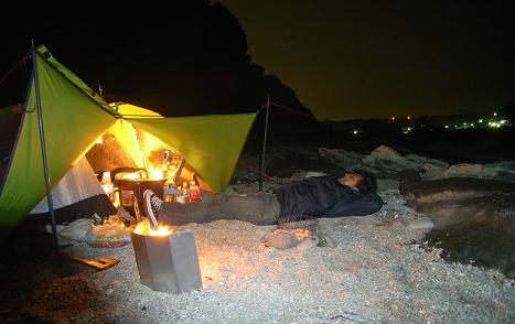 貝殻の浜　キャンプ　　夜