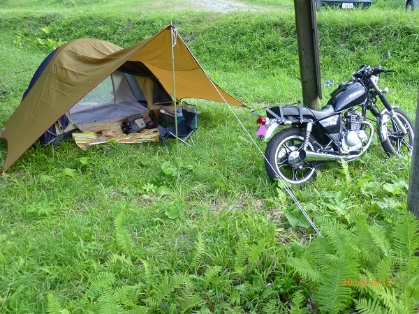 お盆GN125バイクソロキャンプツーリング（奈良尾キャンプ場）