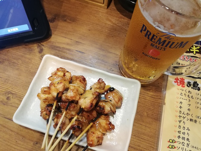 今里のいつものお店で塩分補給。今回は新たなテーマに突入