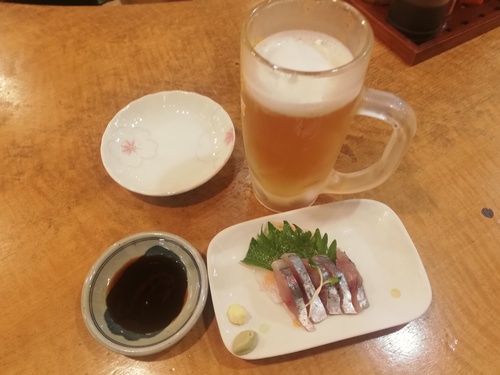 久々の立ち飲み。魚を食べたい気分でお店に向かう