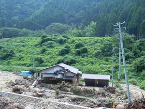 洪水で川が氾濫